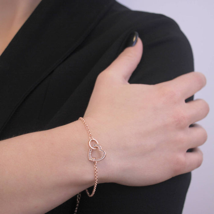 Locked Heart Bracelet - Rose Gold and Crystal