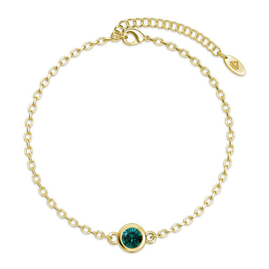 Birth Stone Bracelet - Gold and Green