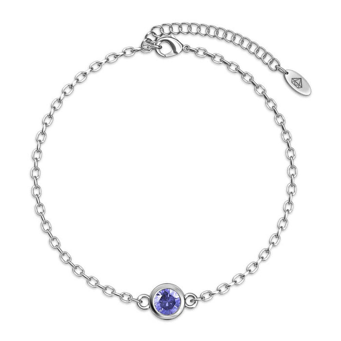 Birth Stone Bracelet - Silver and Purple