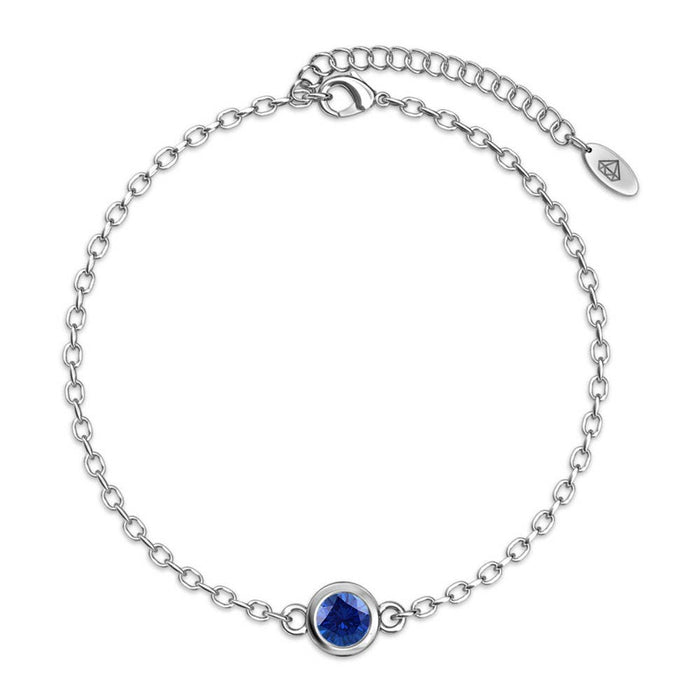 Birth Stone Bracelet - Silver and Navy