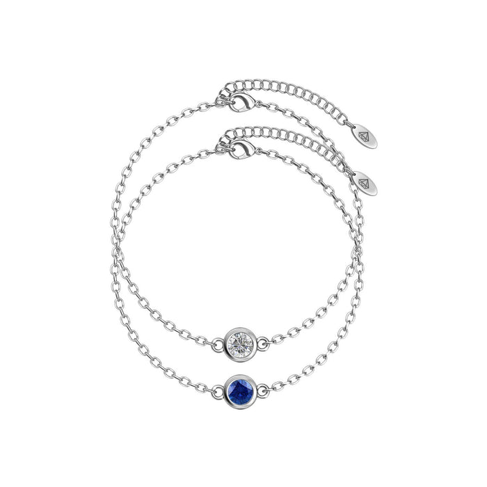 Birth Stone Bracelets - Silver, Crystal and Blue