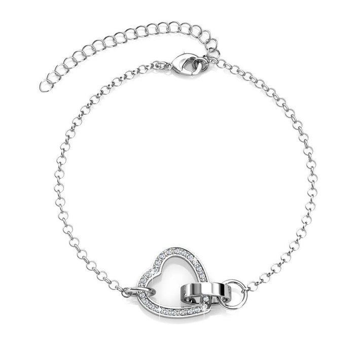 Locked Heart Bracelet - Silver and Crystal