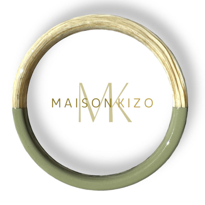 Khaki lacquered buffalo horn bangle: 60/63 mm