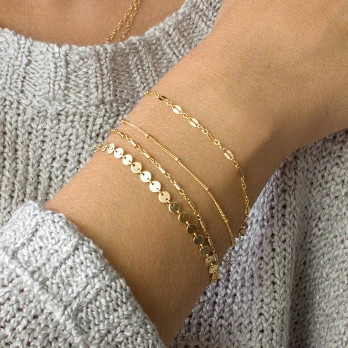 SET OF 4 FINE BRACELETS - GOLD PLATED - ELODIE MODEL