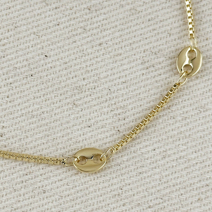18k Gold Filled Fancy Box Chain Bracelet
