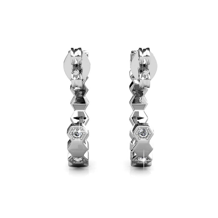 Curved Earrings - Silver and Crystal