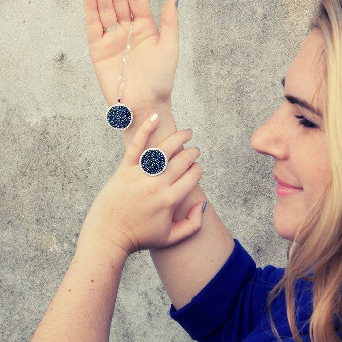 Ocean ring - silver and blue: 52