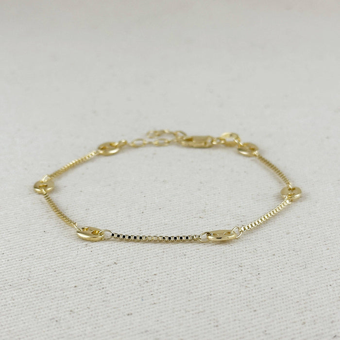 18k Gold Filled Fancy Box Chain Bracelet