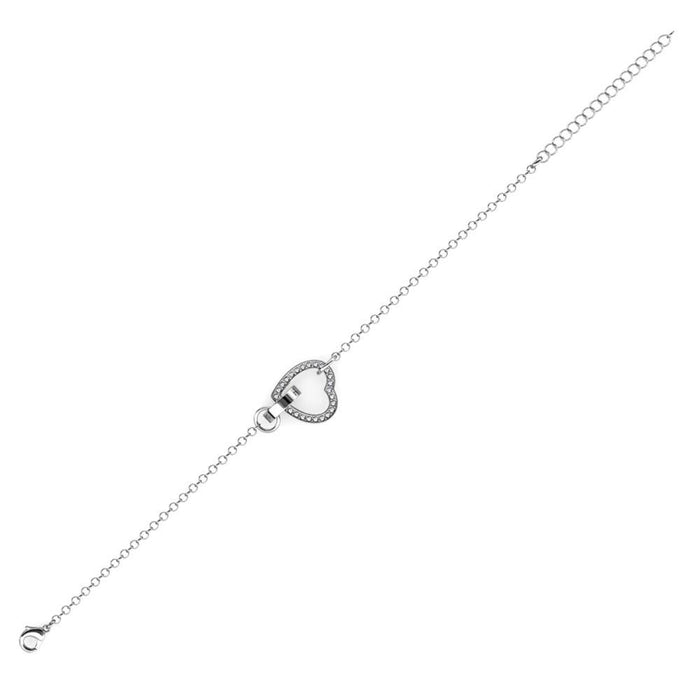 Locked Heart Bracelet - Silver and Crystal
