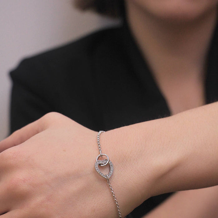 Locked Heart Bracelet - Silver and Crystal