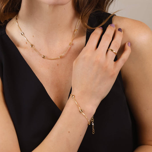 18k Gold Filled Fancy Box Chain Bracelet