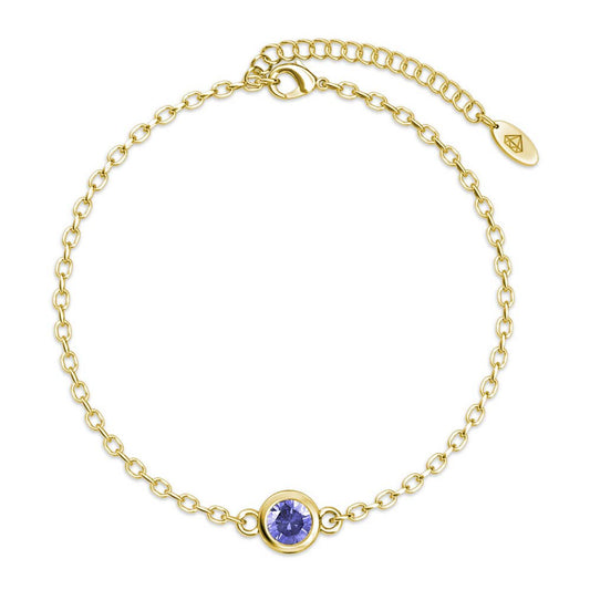 Birth Stone Bracelet - Gold and Purple