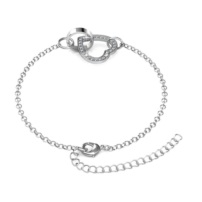 Locked Heart Bracelet - Silver and Crystal